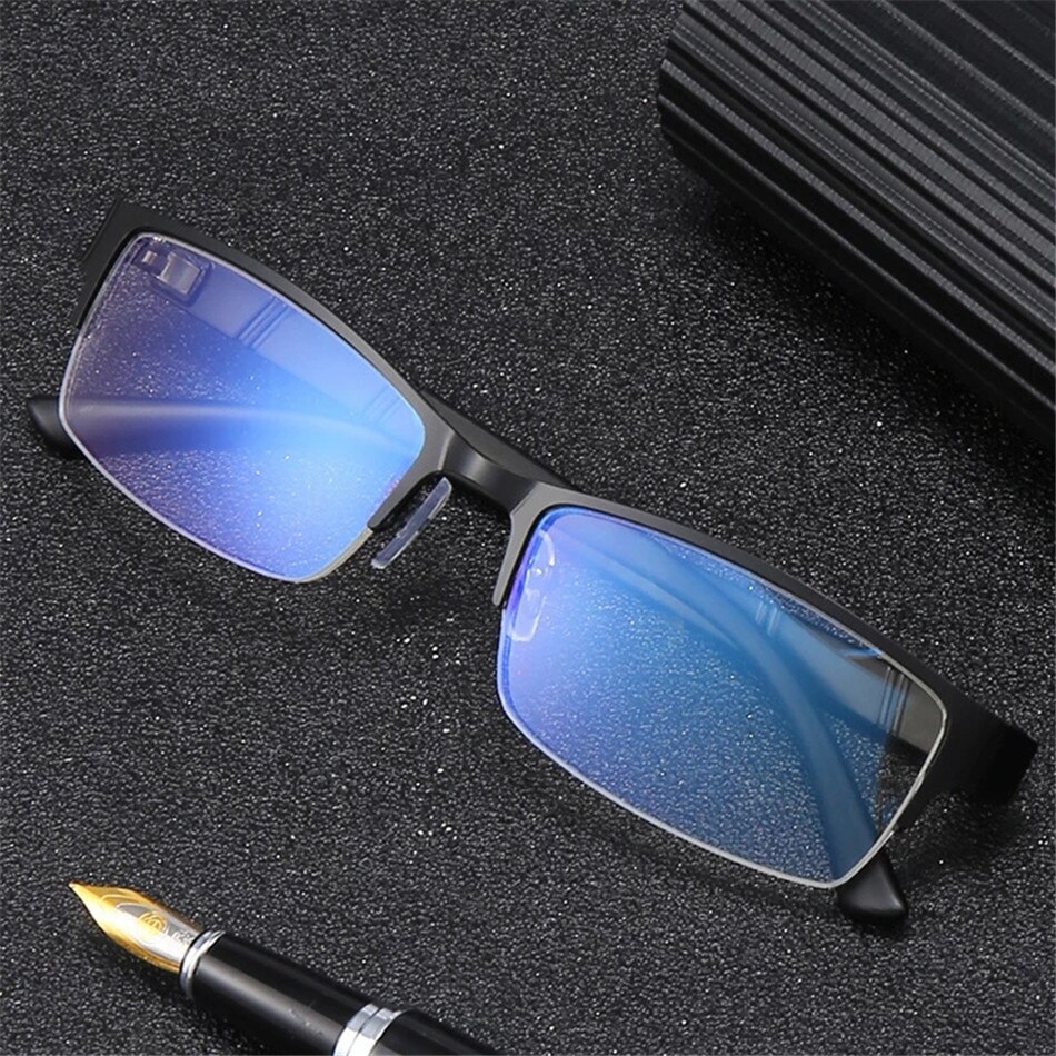 Gafas de lectura TR90 para hombres y mujeres, anteojos de medio Marco, flexibles, presbicia, ultraligeros, aumento de ordenador óptico, dioptrías + 1,5 + 2,0