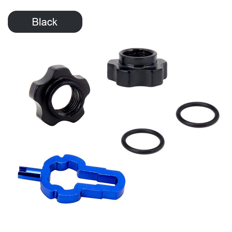 Válvula Schrader para bicicleta nueva, adaptador de tuerca de conversión de válvula de bicicleta, tuerca de conversión de llanta con llave de instalación: black