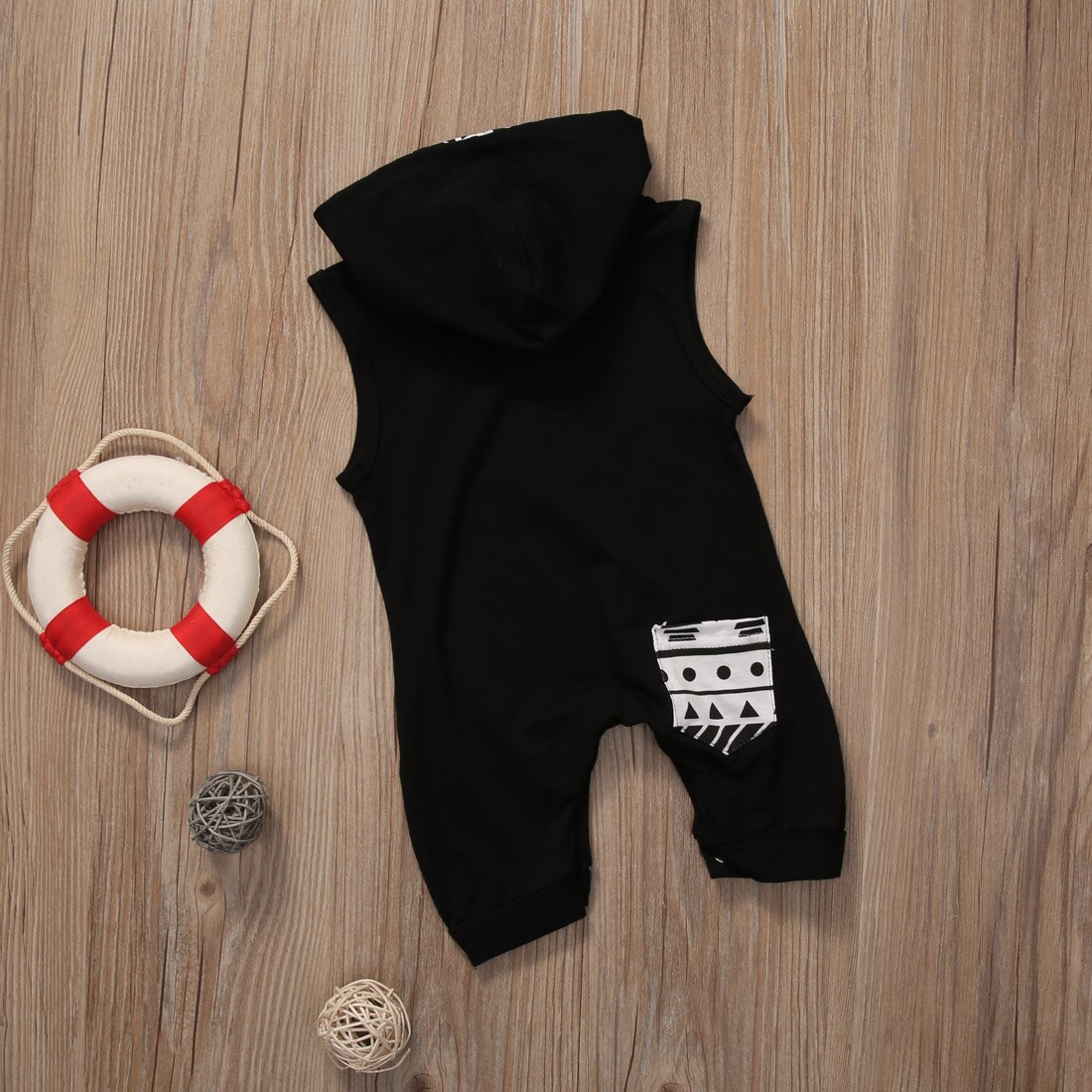 Kühlen Strampler Neugeborenen Jungen Outfits Kleinkind Baby Kinder Jungen Kleidung Sleeveless Baumwolle Mischung Strampler Brief Mit Kapuze Overall