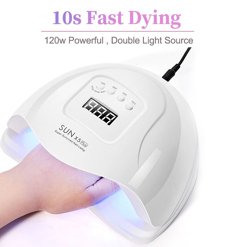 SUN X5 Plus-lámpara UV LED para secar esmalte, de uñas en Gel, para manicura y uñas, 120W