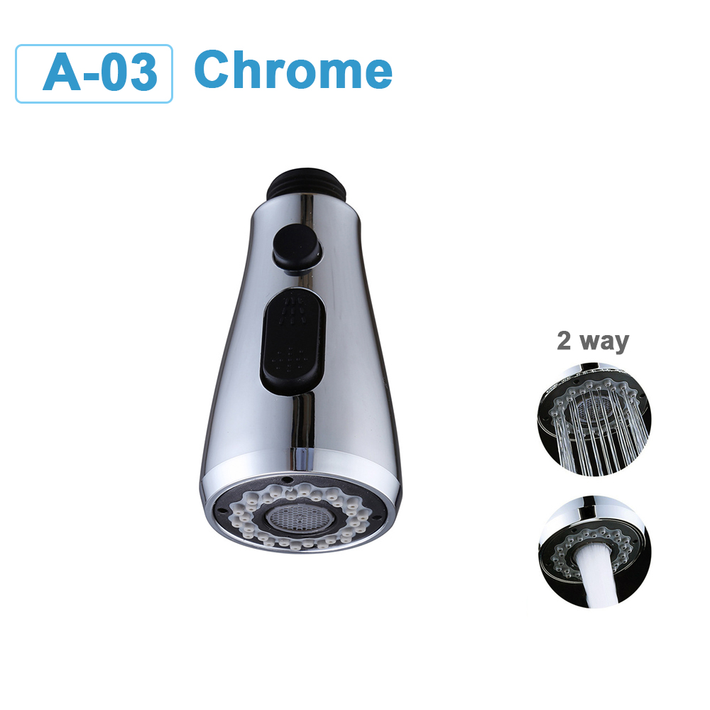 G1/2 Kitchen Faucet Head Pull Out Shower Nozzle Sprayer Bathroom Sink Tap Replacement Accessory Black Silver Golden Head Aerator: Blue
