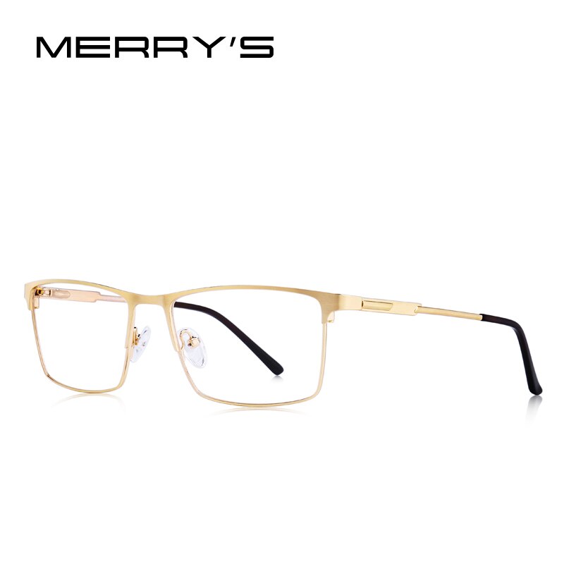 MERRYS-gafas de sol cuadradas para hombre, anteojos Montura de gafas de aleación de titanio para miopía, graduadas, ultralivianas, S2047: C04 Gold