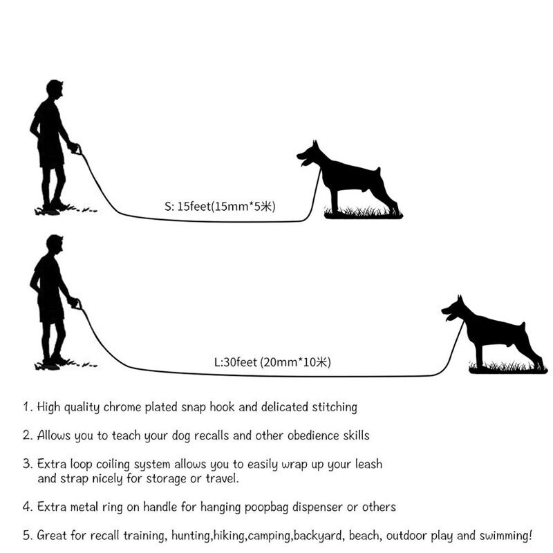 5M 10M smycz posłuszeństwo przywoływanie kontrola trening zwinność nylon długie szkolenie dla zwierząt smycz z paskiem robić przechowywania