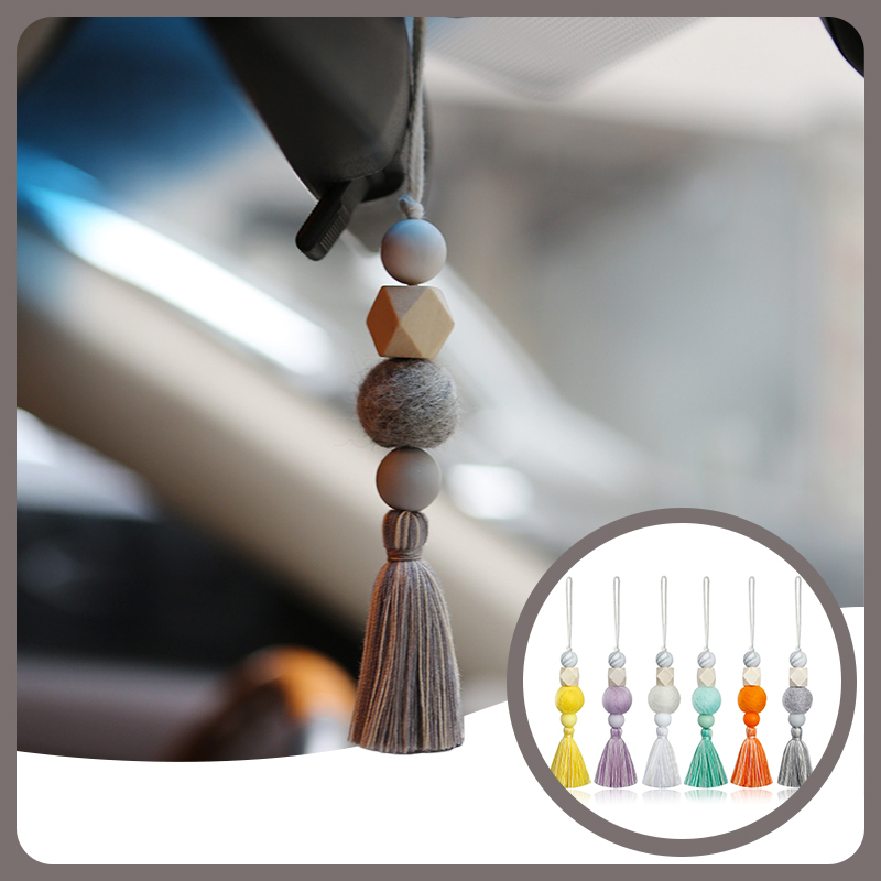 Auto Parfum Decoratie Luchtverfrisser Aromatherapie Hanger Hangende Ornamenten Houten Kraal Vilt Bal Parfum Auto Accessoires