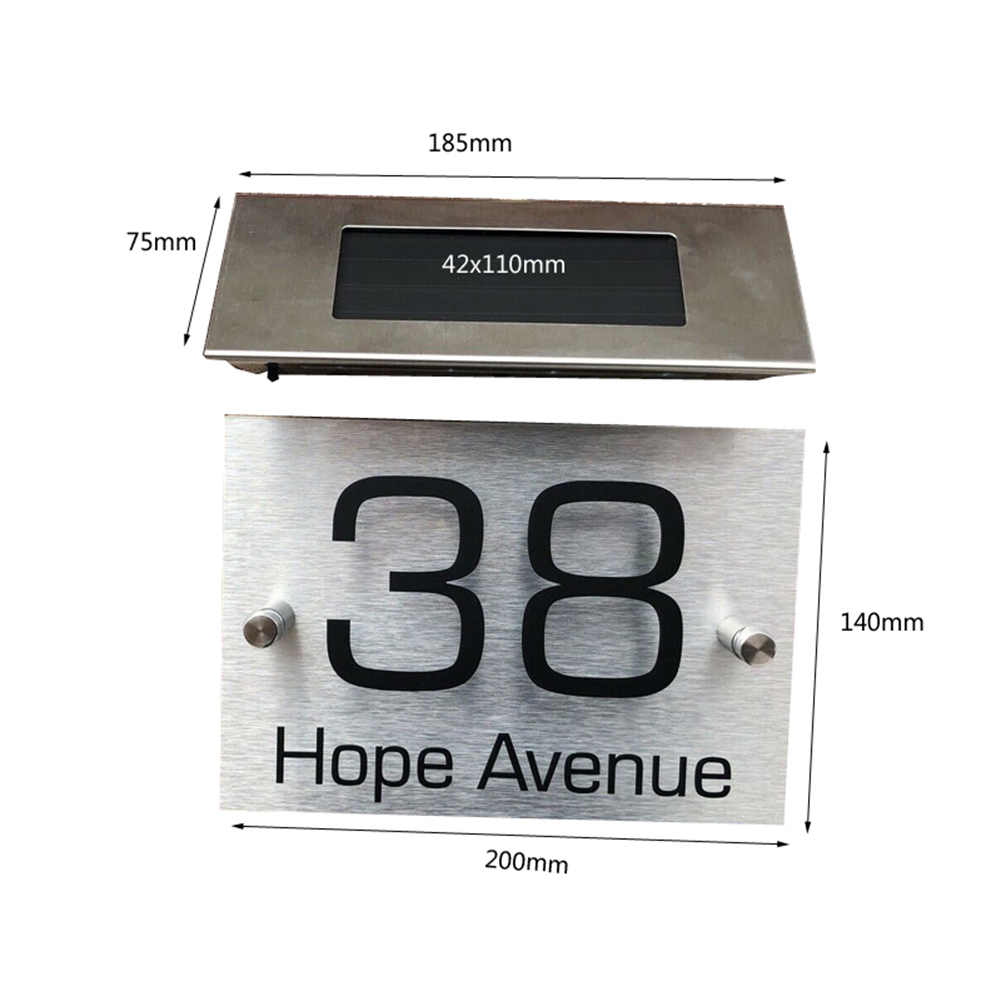 LED Solar House Number Light High Brightness Digital Plate Light Control Home Door Number Warning Sign Doorplate Lamp Plaques