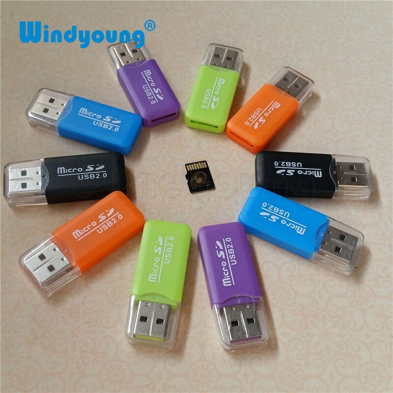 Usb 2.0 Kaartlezer High Speed Usb Flash Drive Ondersteuning Microsd-kaart Tf Kaartlezer Plug En Play Kleurrijke Geheugen card Voor Pc