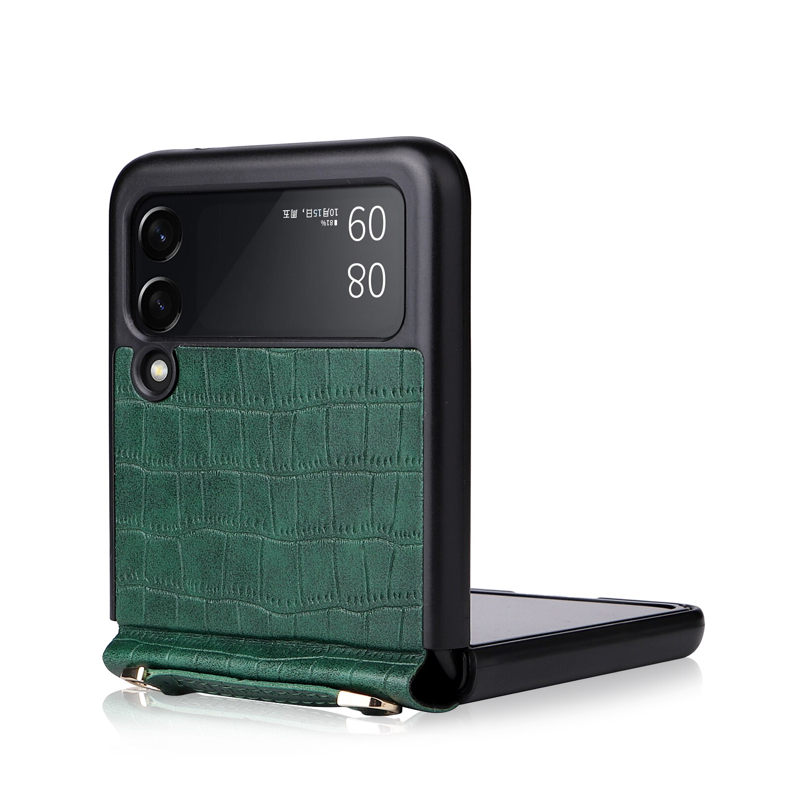 Pu Leather Hand Strap Anti-Val Telefoon Case Voor Samsung Galaxy Z Flip 3 5G SM-F711B Bescherming Terug cover Met Lanyard