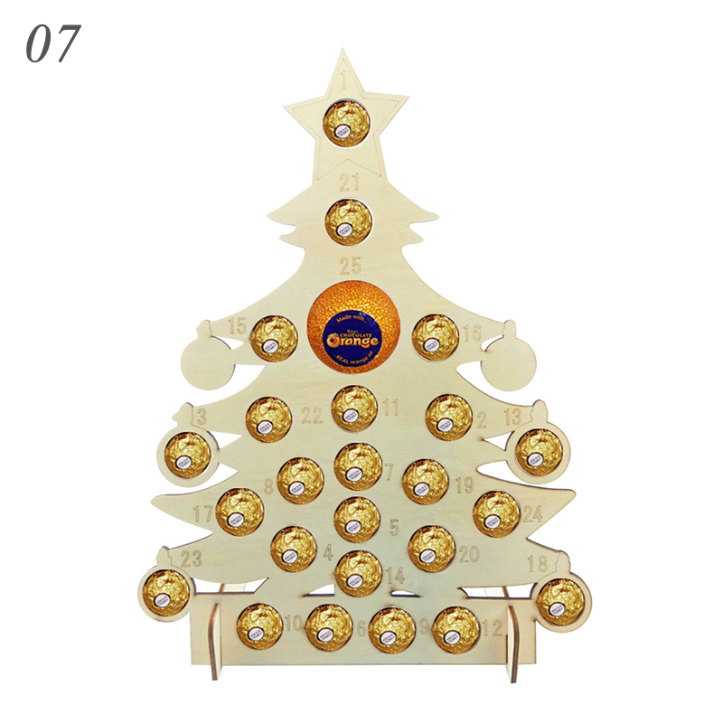 Decorazioni natalizie decorazioni artigianato in legno festa di natale portapacchi per cioccolato conto alla rovescia calendario pendolo: 7