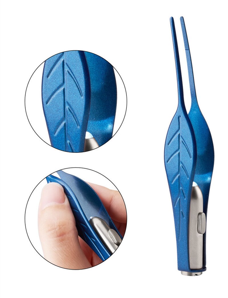 Linterna LED de limpieza para la oreja, la nariz y el ombligo, fórceps de seguridad para cuidado del bebé, pinza limpiadora de plástico, herramienta de seguridad para la cera de la oreja, 1 unidad