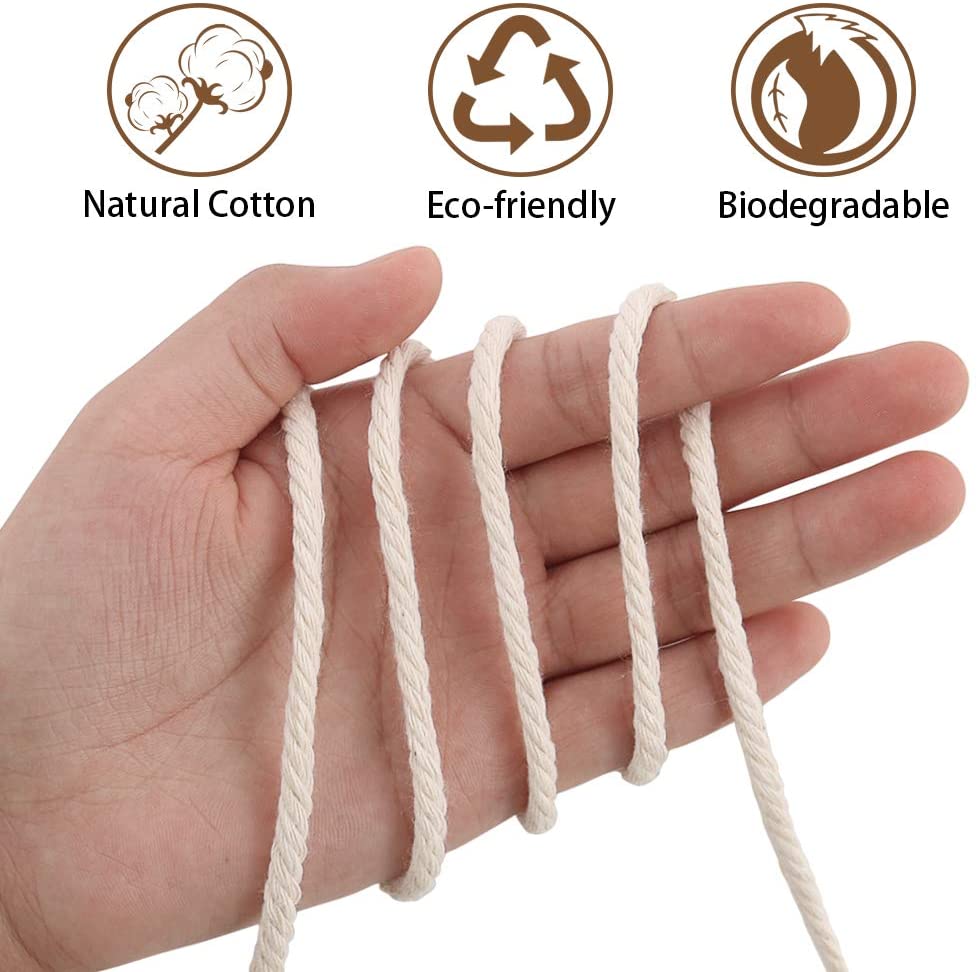 2-100M Natural Cotton Twisted Rope Macrame Cotton Cord Twine String DIY Craft Knitting Christmas Wedding Decor 1/2/3/4/6/8/10MM