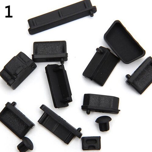 13 Stks/set Anti Stof Plug Voor Laptop Siliconen Cover Stopper Laptop Stof Plug Laptop Stofdicht Usb Stof Plug Computer Accessoires: Black