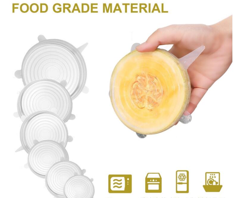 Tapa de succión de silicona Universal, tapa de olla de cocina, tapa elástica de silicona, tapa de tapón de derrame de sartén de cocina, 6 unids/set por juego