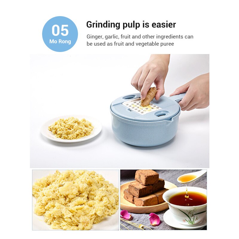 Multifunktionel grøntsagsskæremaskine rivemaskine multifunktions rivejern med 5 knive til hjemmekøkken tue 88