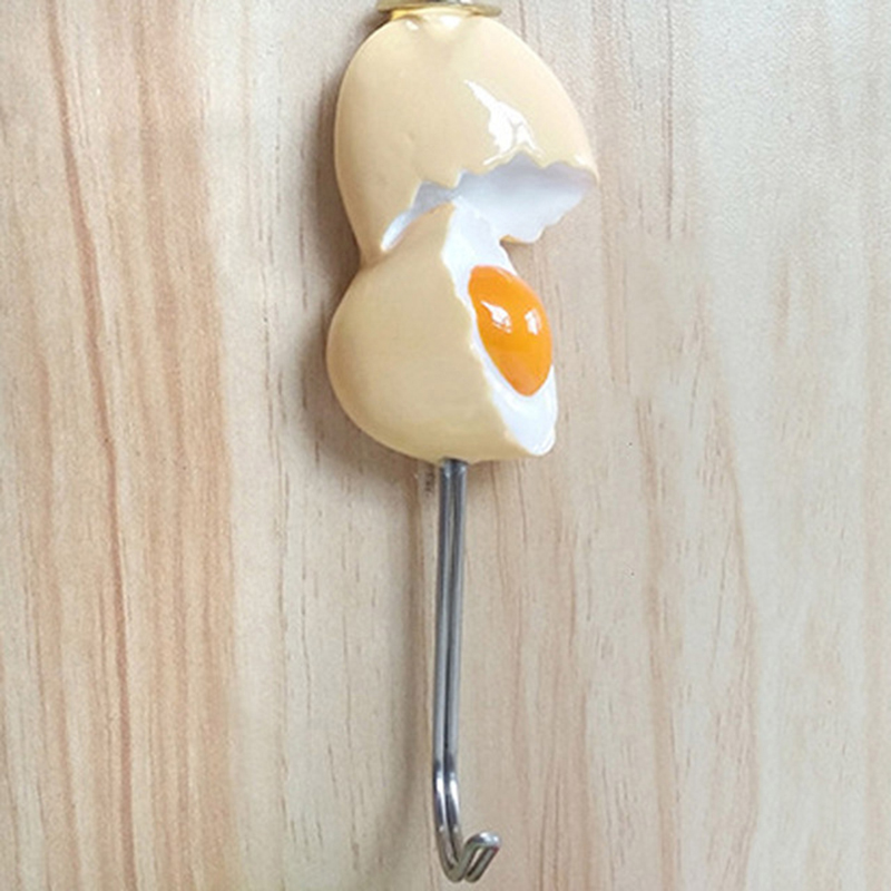 Gancho de cocina bonito de resina con forma de huevo, gancho con adhesivo fuerte, llavero para pared, puerta de pared, percha para sombrero de abrigo, accesorios de cocina y baño: 03