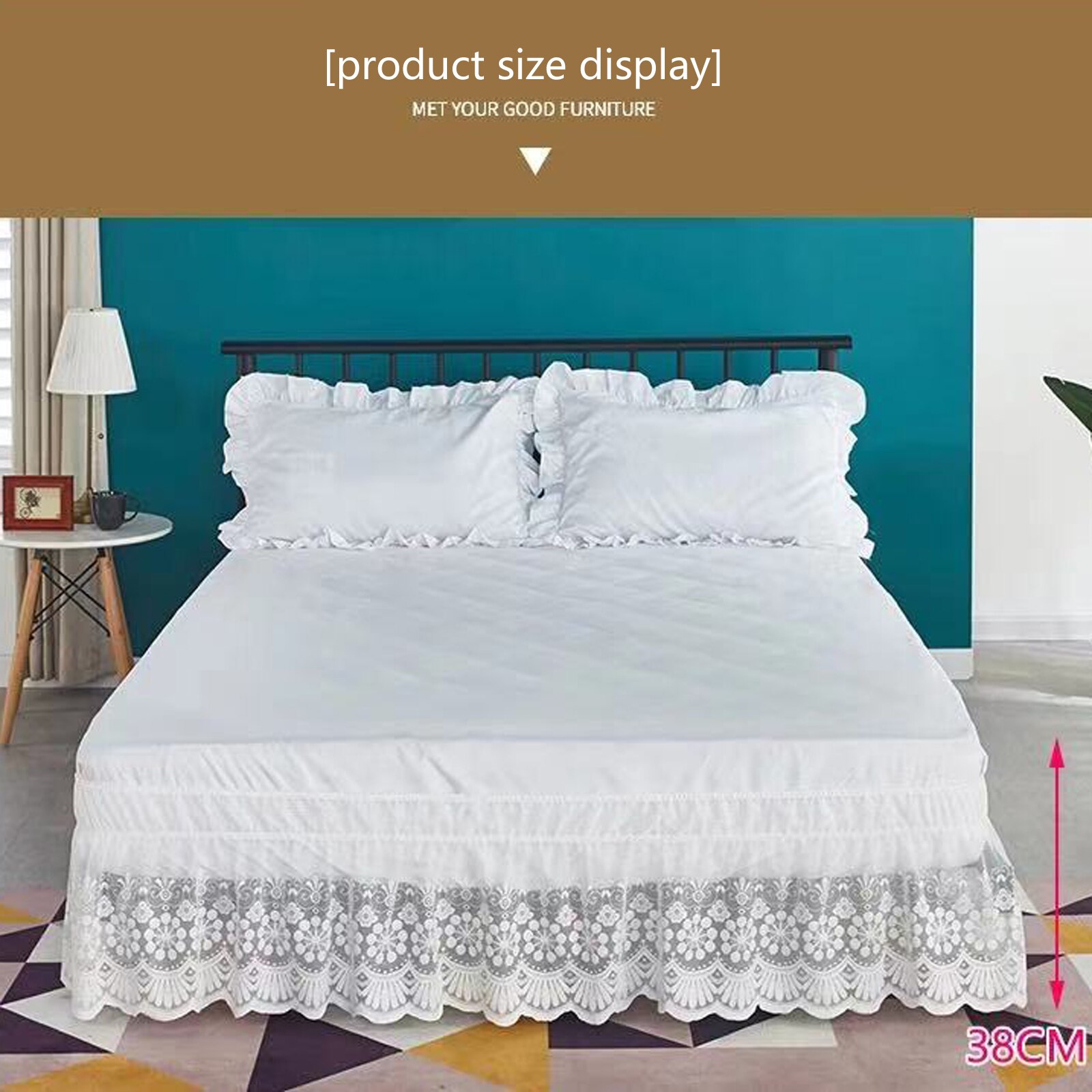 Kant Bed Rok Met Ruches Decoratie Wasbare Zachte Microfiber Dust-Proof Protector Slaapkamer Accessoire