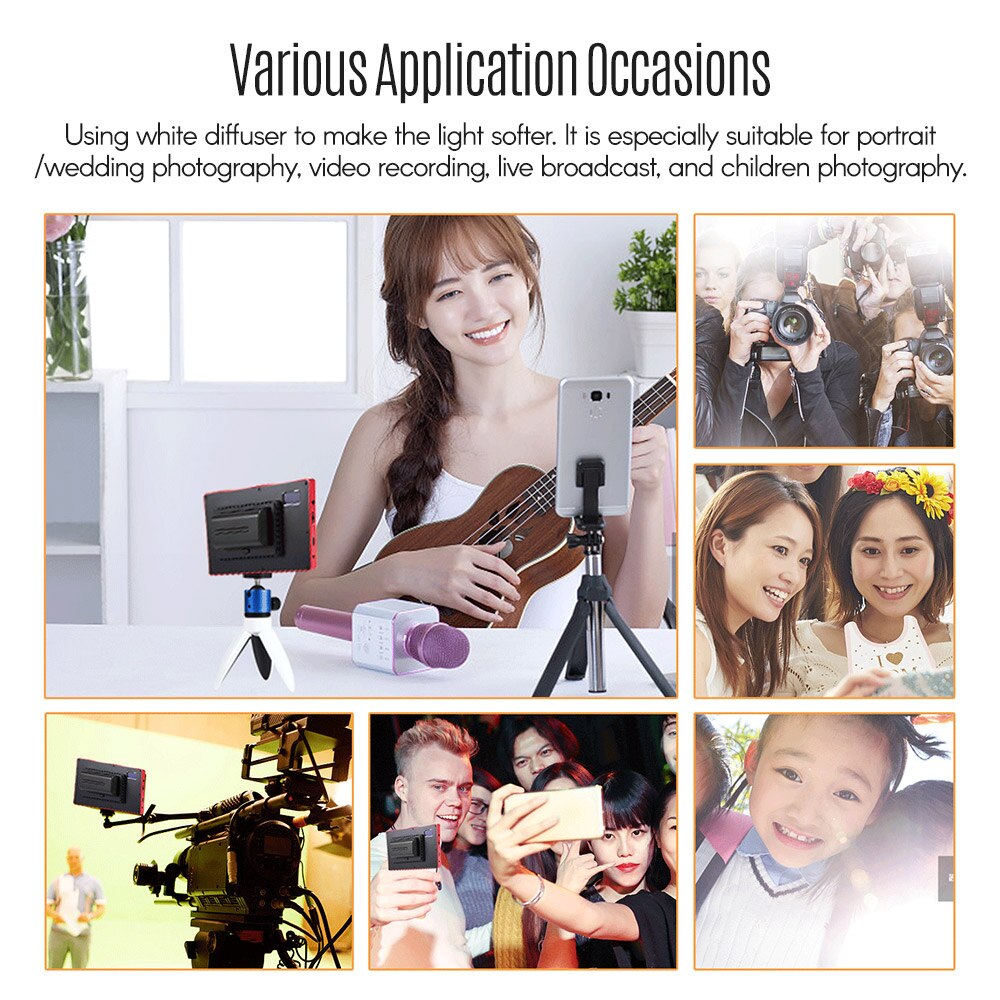 Dimmable LED Video Light - 16W OLED Screen - 3200K-5600K Bi-Color - CRI 97+ for Photography & Live Streaming