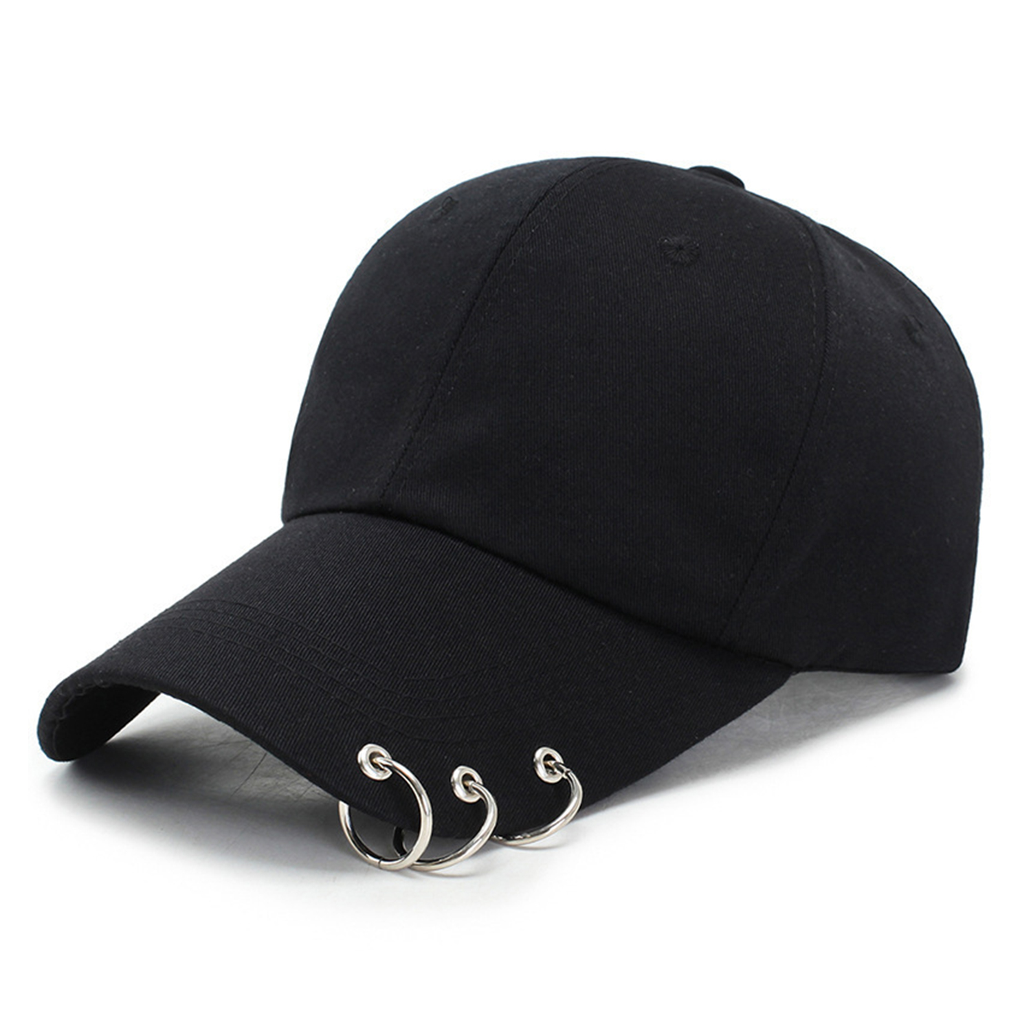 Niche Y2k-Casquette de Baseball Déchirée en Denim avec Oreilles de Lapin pour Homme et Femme, Personnalité Sombre, Anneau en Métal, Tendance de la Rue, Réglable