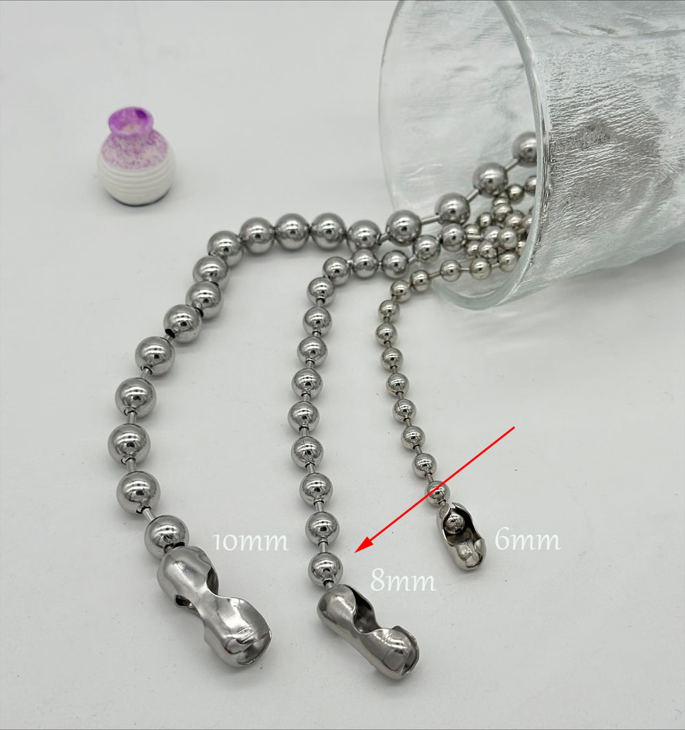 6/8/10mm Stainless Steel Ball Chain Layering Necklace for Women Men Oversize Chunky Chain Choker Grunge Aesthetic Y2K Necklace: 40cm / RED-BROWN