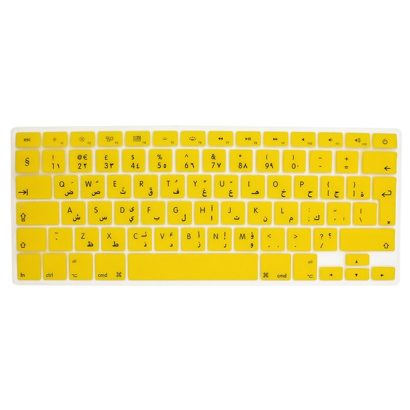 SR 14 Colors EU Arabic Language Letter Silicone Keyboard Cover Sticker for Macbook Air 13 Pro 13 15 17 Retina Protector Sticker: Yellow