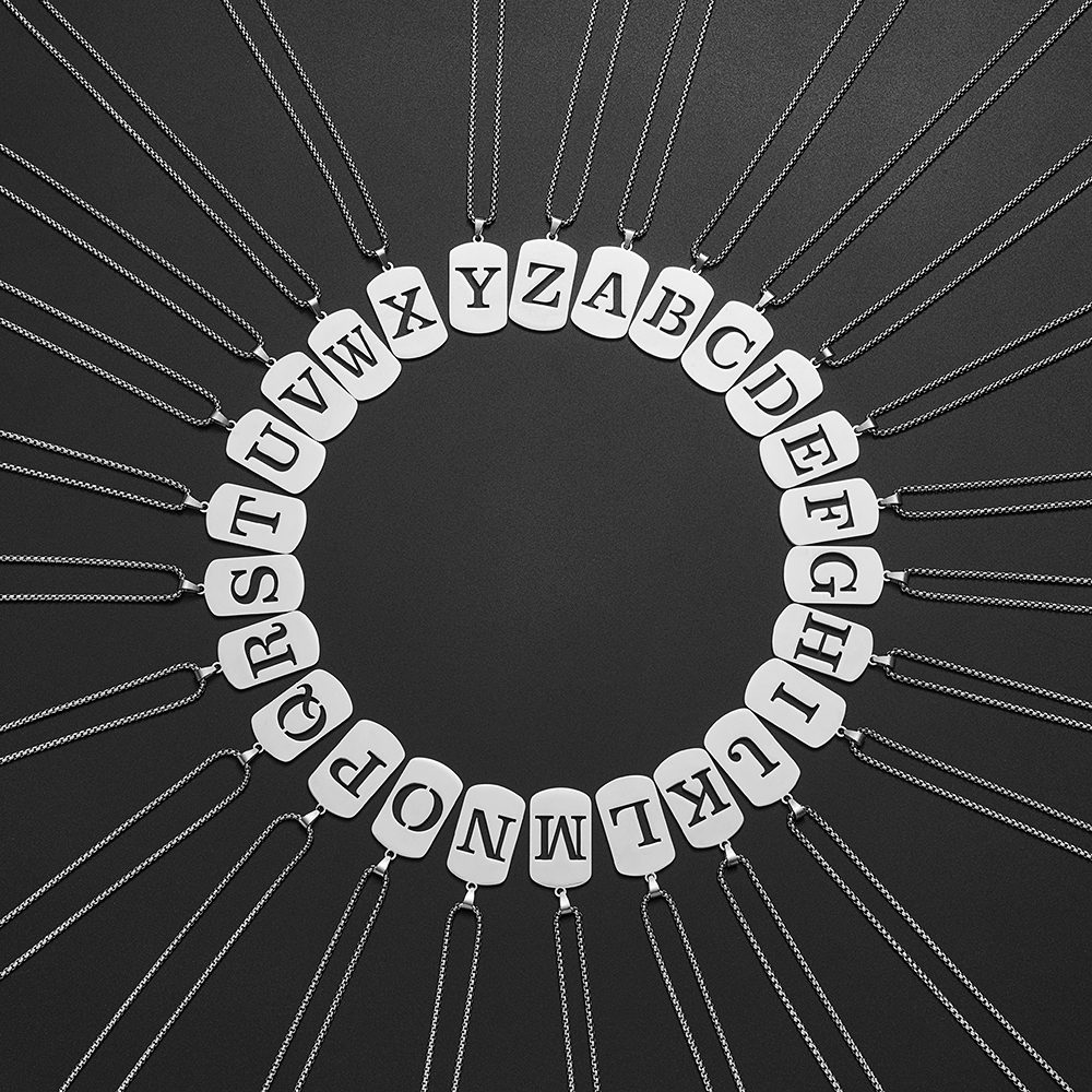 Collar con colgante de letras del nombre inicial para Hombre y mujer, joyería de acero inoxidable con A-Z del alfabeto, delicado, 2024
