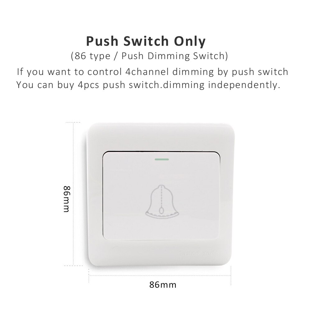 Led Controller Dimmer 12V 24V 36V Dc 4CH Pwm 2.4G Rf Wireless Remote Push Schakelaar Controle enkele Kleur Led Strip Verlichting Dimeer V4: Push Switch Only