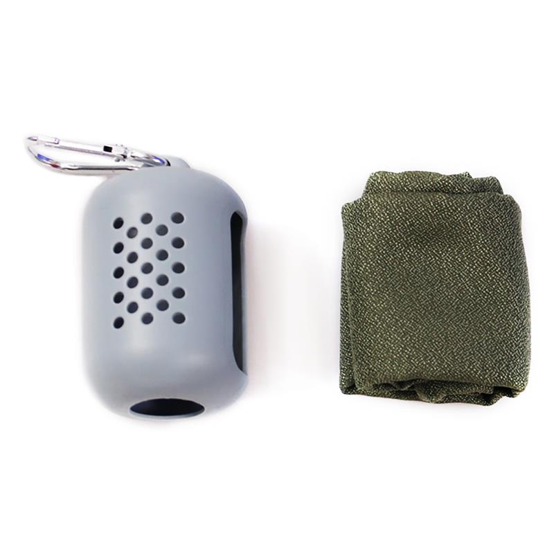 Travel Fold-Able Mini Towel Portable Hiking Camping Quick Dry Towel With Silicon Case Outdoor Tool Sports Face Hand Towel: Light Grey
