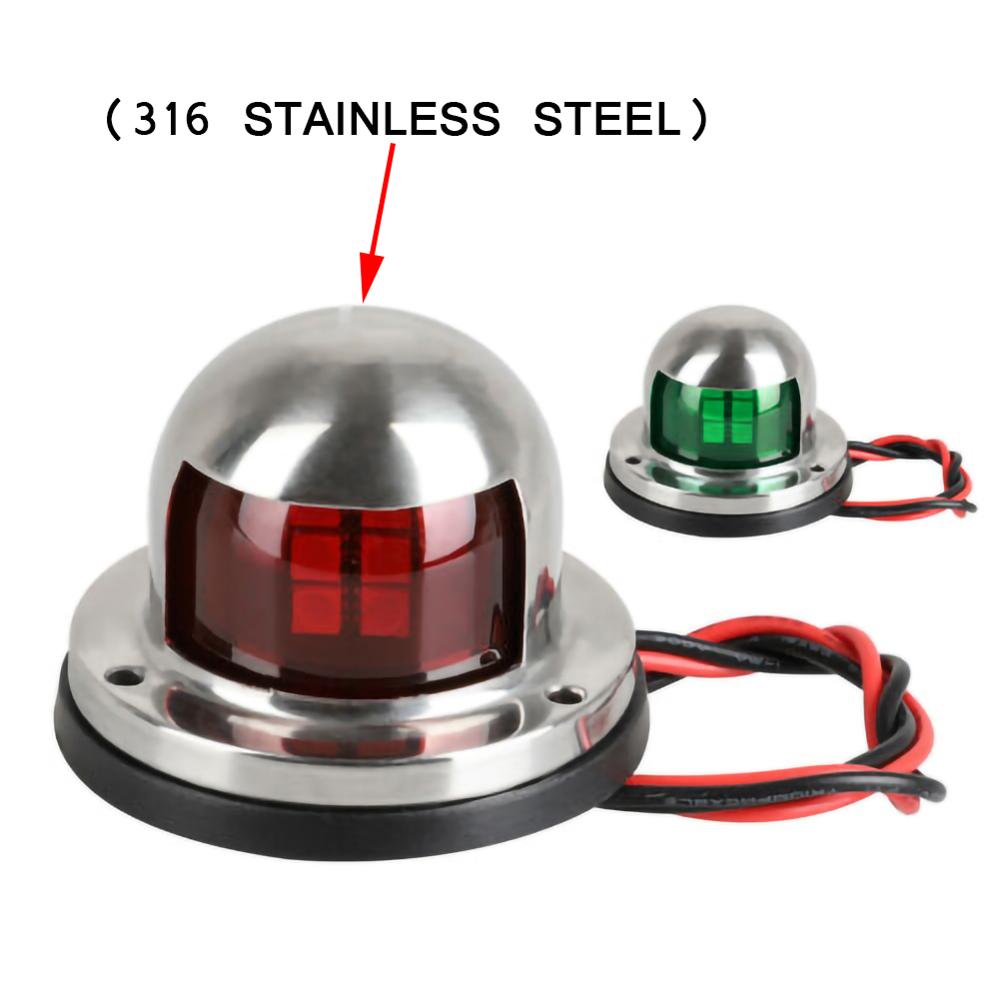 1Pair 12V Stainless Steel Red Green Bow LED Navigation Lights Boat Marine Indicator Spot Light Marine Boat Yacht Sailing Light