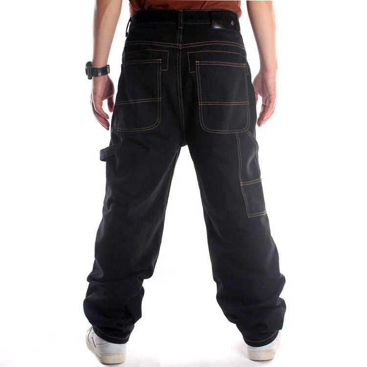 Jeans In Denim Ricamati Ylingjun Per Uomo – Pantaloni Skate Hip Hop – Nero Taglia 50