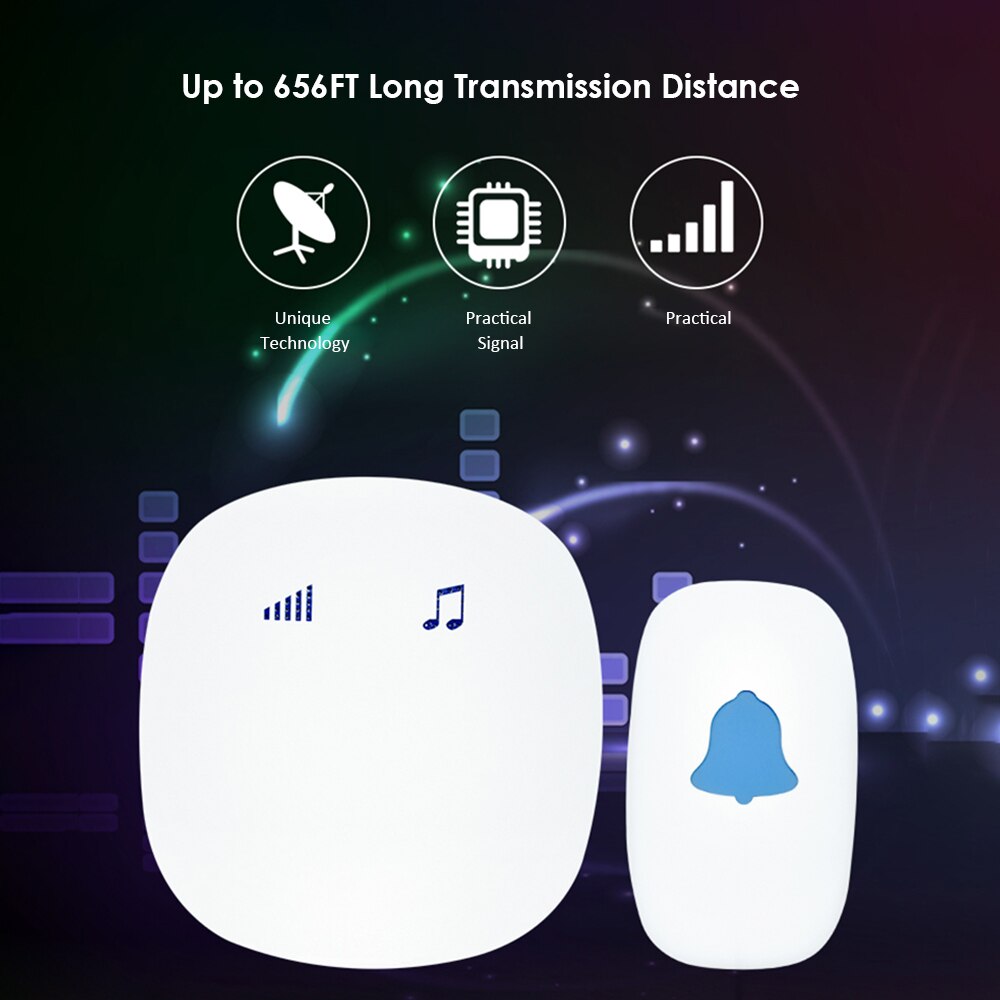 Draadloos Gevoelige Aanraken Deurbel Met 35 Melodieën 5 Niveaus Verstelbare Ingebouwde Luidspreker 656Ft Lange Transmissie