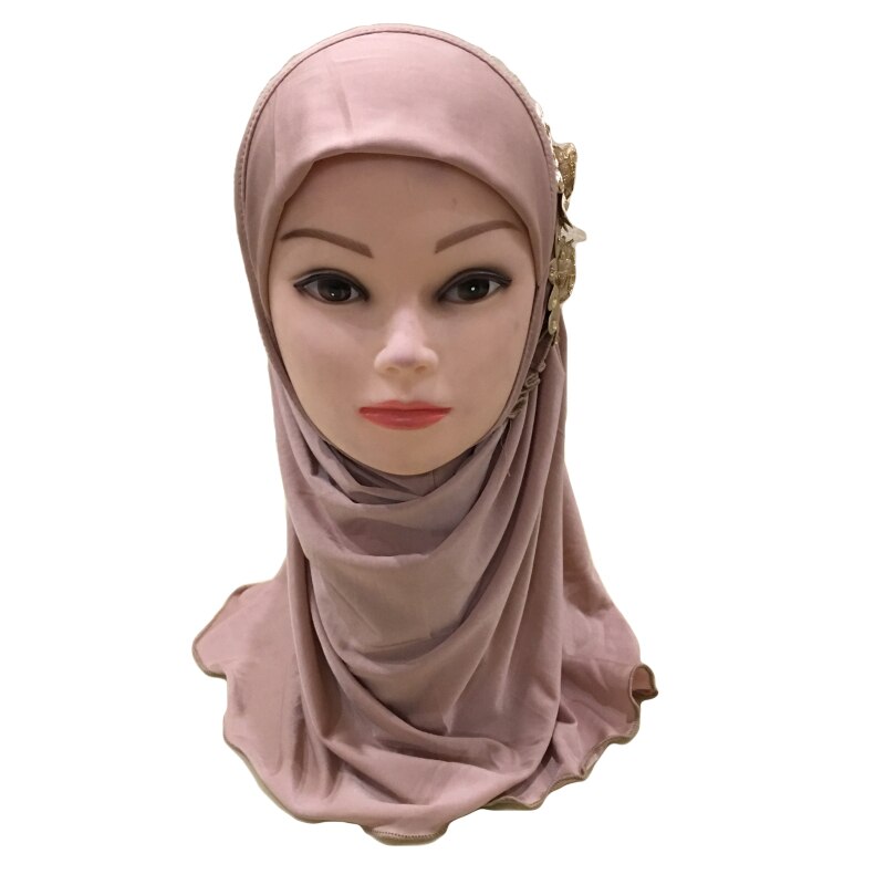 Ice Silk Hijab JOIZPAPA Girls Muslim Hijab - Double Layer Head Scarf Islamic Head Wrap For Kids 7-12 Years Kids Hijab