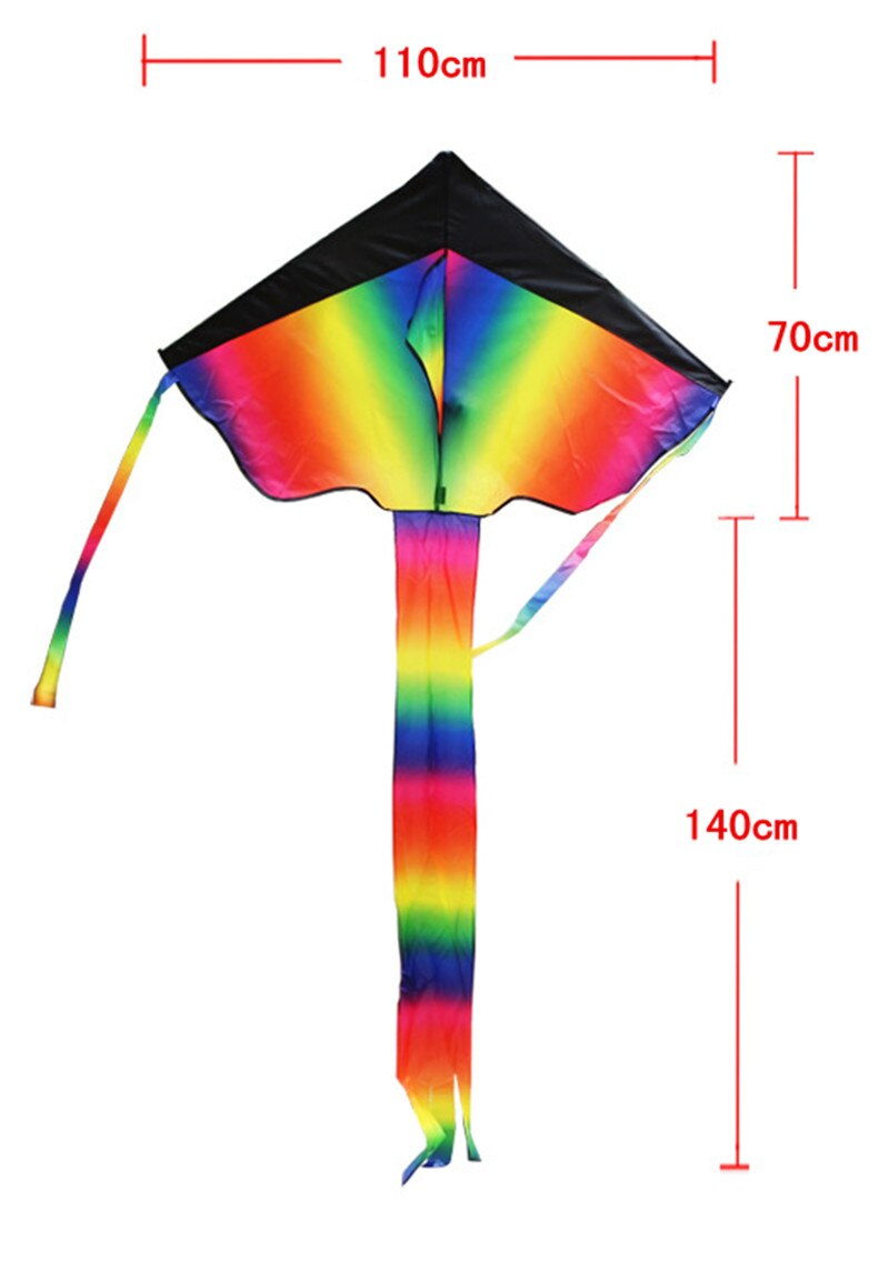 Black rainbow kite nylon ripstop outdoor speelgoed vliegende kite staarten beach fun kite string parachute kite voor volwassenen lange staart kite