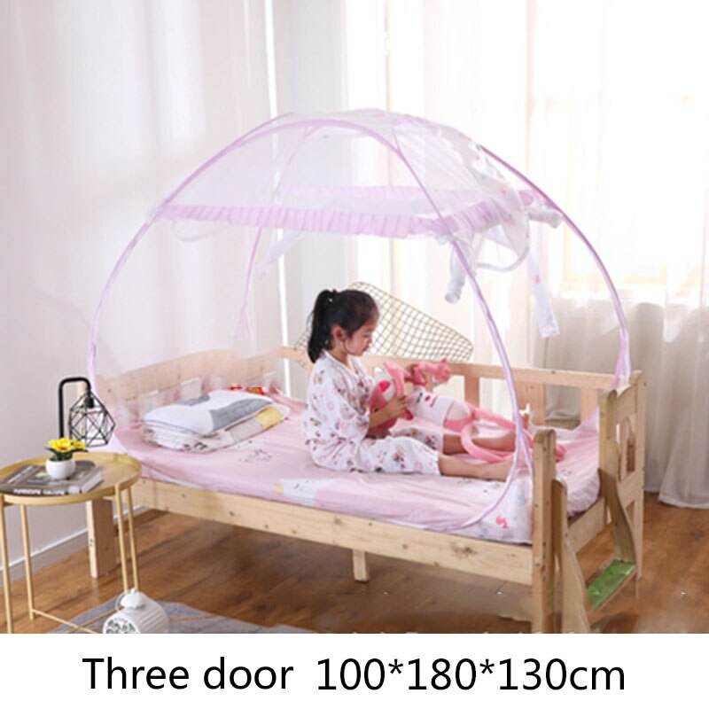 Draagbare Babybedje Klamboe Kinderbedje Anti-Mosquito Tent Mongoolse Yurts Kinderen Klamboe Vouwen Camping: pink 100x180x130cm