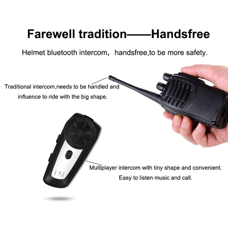 Bluetooth Walkie-talkie Draadloze Headset voor Motorhelm Intercom Rijden Helm Bluetooth Intercom Headset