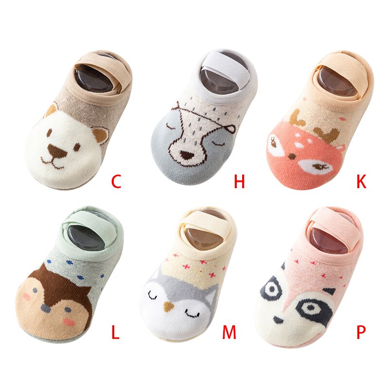 1 Pair Baby Girls Boys Cute Cartoon Non-slip Cotton Toddler Floor Socks Animal Pattern First Walker Shoes For Newborns