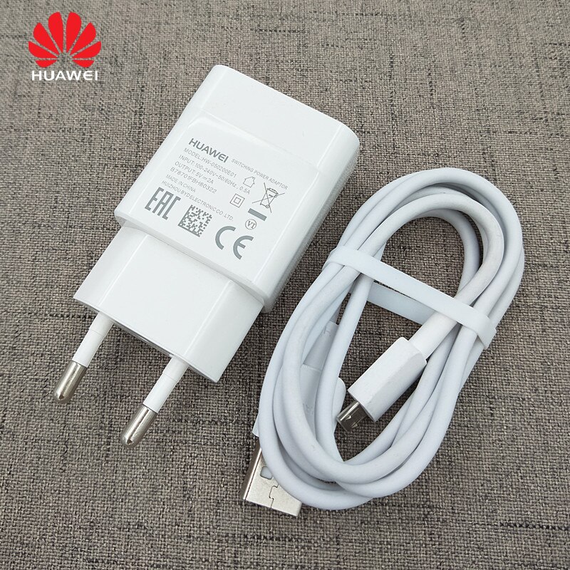 Original Huawei 5V 2A USB Charger EU US Plug Adapter 100CM Micro USB Cable For Ascend P6 P7 P8/P10 Lite/P Smart/P8 Lite/Nova 2i: EU add Cable