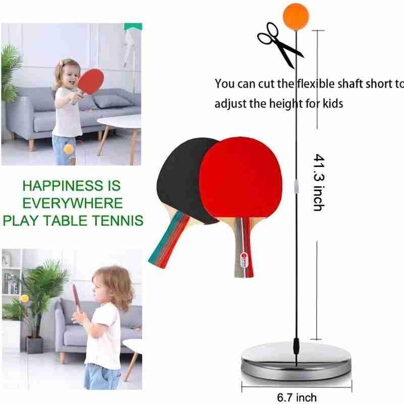 Wood Table Tennis Practice Trainer Racket Game Movement Practice Elasticity Shaft Kid Machine Pong Training Soft Adult W1X3
