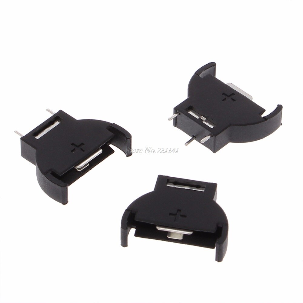 Soporte botón para batería, carcasa de plástico CR2032, pila de botón, soporte de tomas, 3V, 3 pines, color negro, 20 Uds.