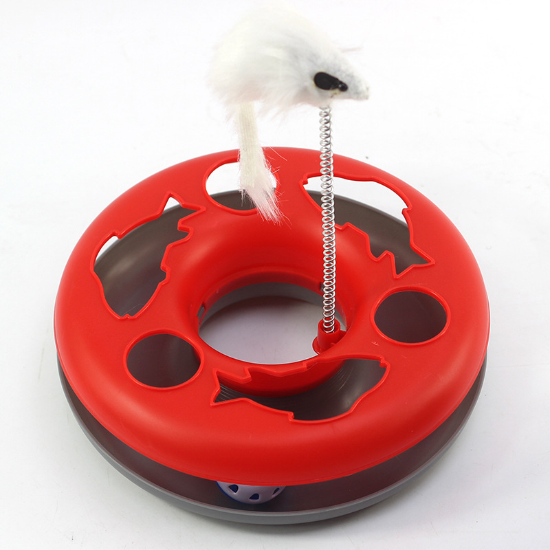 Brinquedo de treinamento do gato da mola do rato única camada placa de diversões gatos treinamento plataforma giratória interativa brinquedos suprimentos para animais estimação: Red