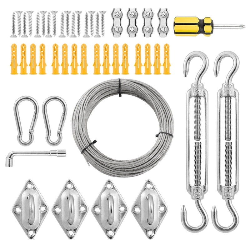 Garden Wire Kit String Lights Hanging Lights Wire Stainless Steel Cable Anti-Rust Wire For Garden Backyard Lights: Default Title