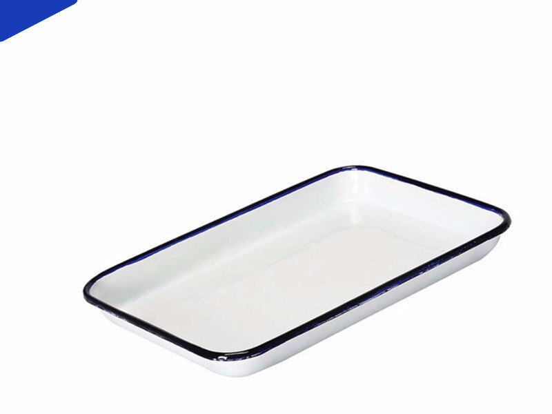 Enamel tray, white thickened enamel square plate, disinfection tray and laboratory tray. 2 pieces 1 / pack.