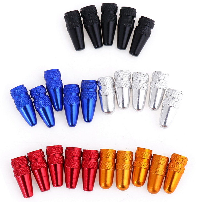 Tapón de válvula Presta para bicicleta, cubiertas de válvula de aire para llanta de rueda de montaña, de aluminio, a presión, antipolvo, 5 uds.