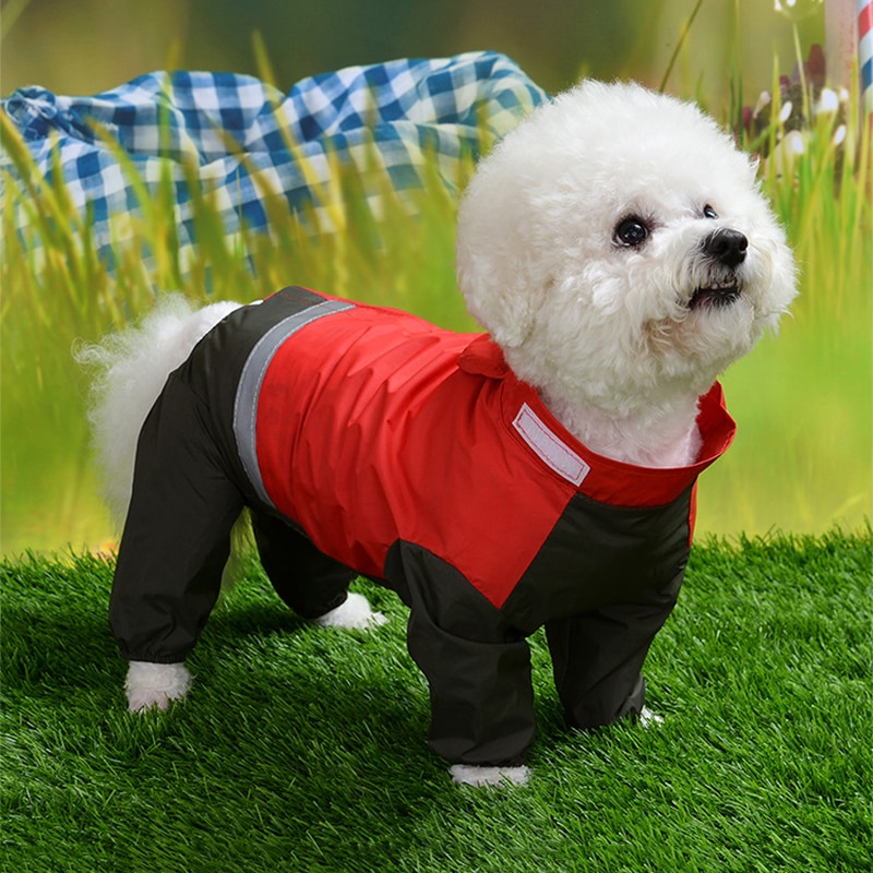 Åndbar lille hund regnfrakke vandtæt kæledyr hvalp hundetøj udendørs frakke regnjakke reflekterende medium hund poncho fire ben