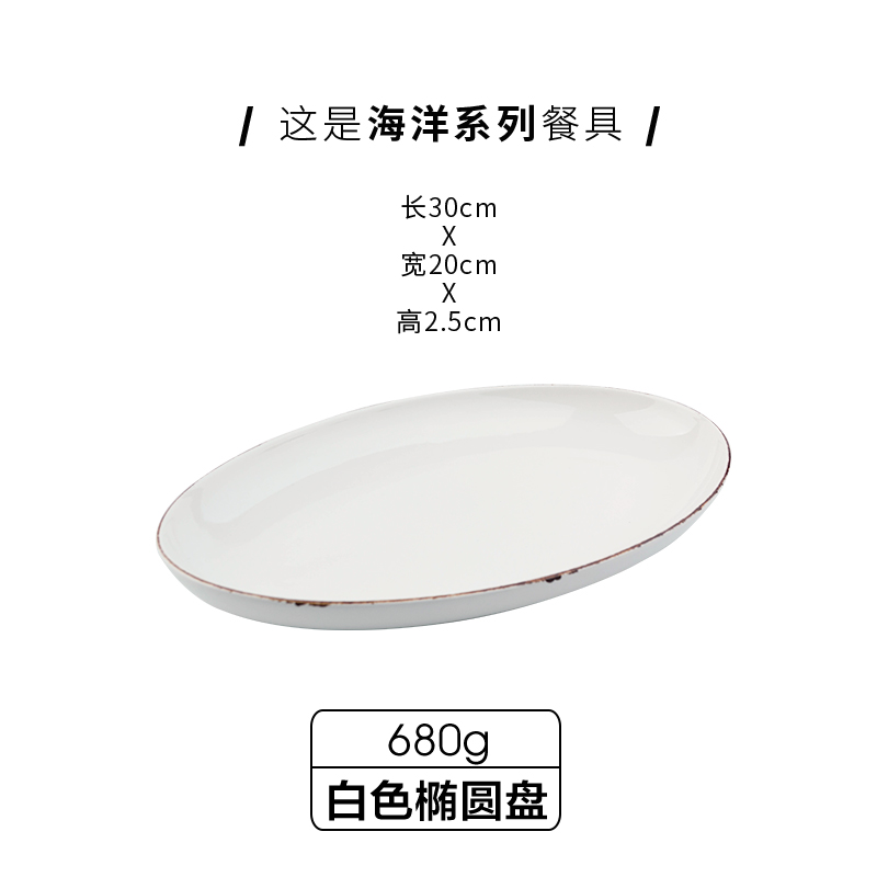 Ceramic Fish Serving Plate Hotel Restaurant Home Fish Shape Dish Fruit Salad Plate Dinner Rectangle Sushi Dessert Tray: white ellipse