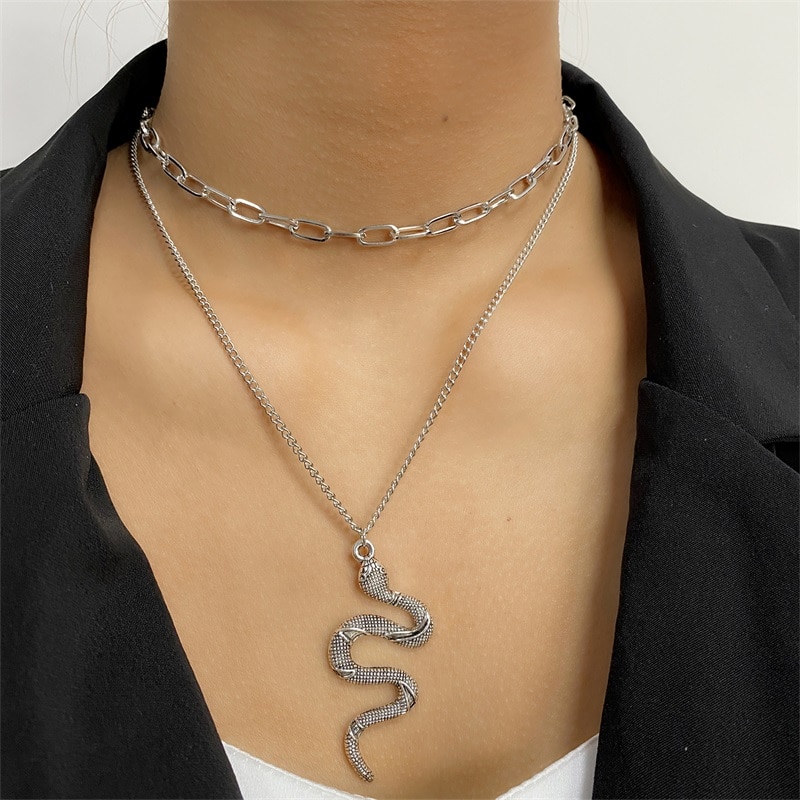Ifmia Retro Multilayer Snake Hanger Collier Voor Vrouwen Trendy Goud Zilver Kleur Grote Dikke Ketting Kettingen Sieraden: 130IF0906-02