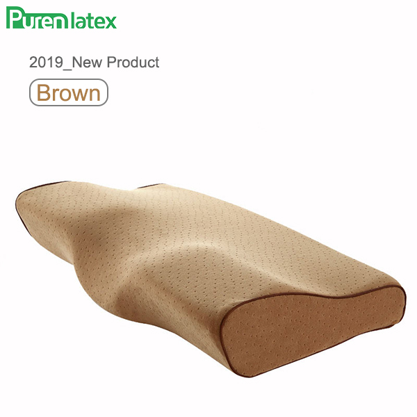 Purenlatex Memory Foam Bescherm Cervicale Kussen Orthopedische Volwassen Oude Mensen Hals Ondersteuning Contour Massage Bed Voor Slapen Student: Brown / 50x30x10x6cm