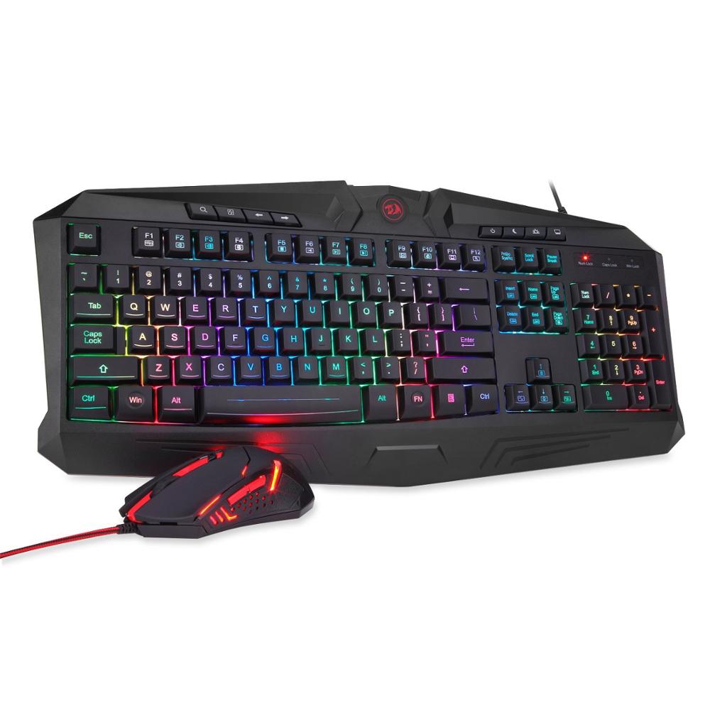 Gaming mus gaming keyboard combo  s101 rgb led baggrundsbelyst tastatur og mus sæt gaming mus og tastatur lydløs: Default Title