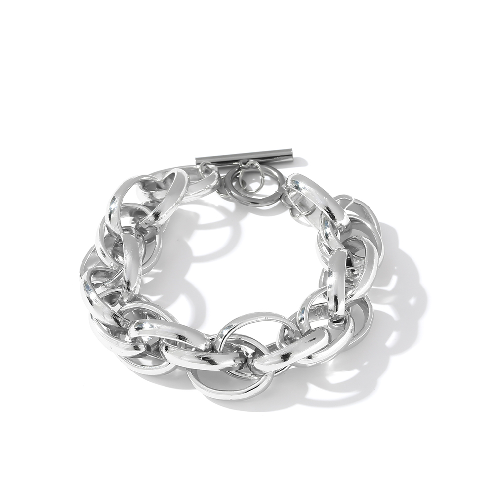 Yhpup Statement Aluminum Metal Chain Bangle Bracelet for Women Punk Aluminium Bracelet Party Gala Pulseras Jewelry: Default Title