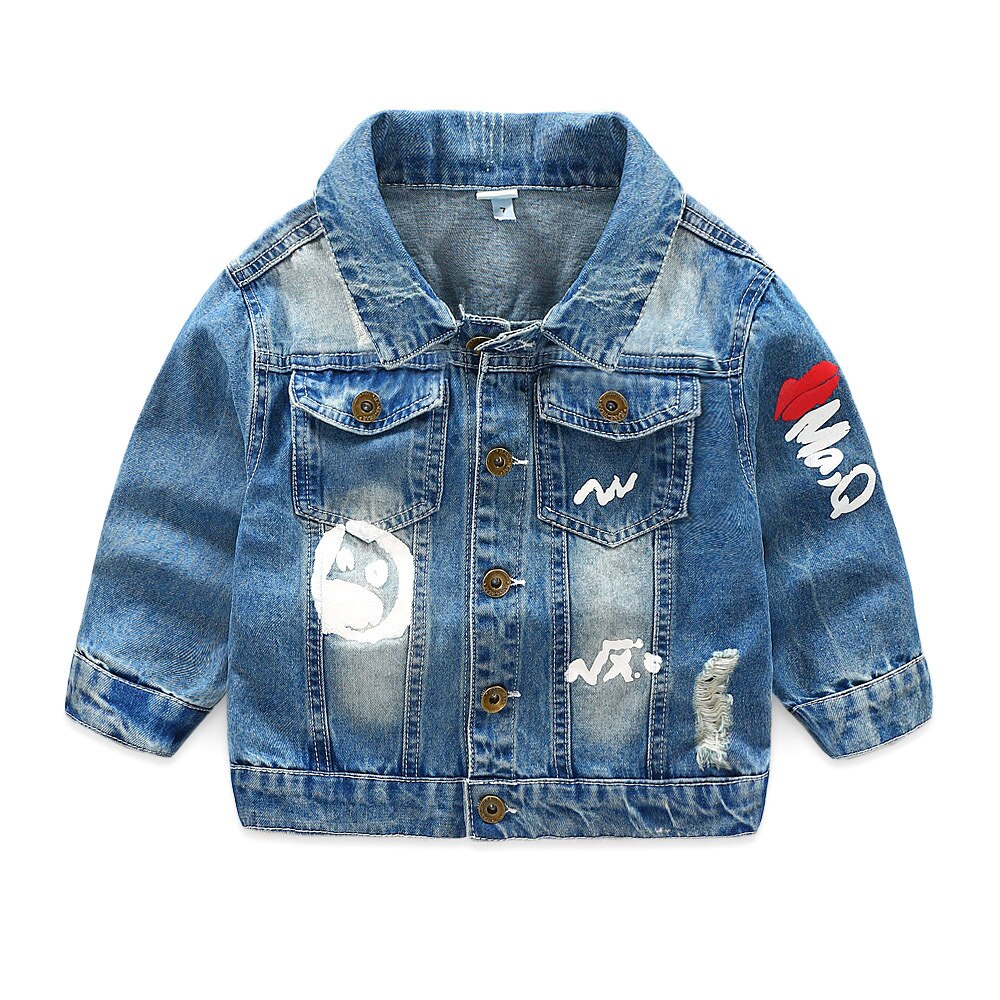 Giacca di jeans per bambini 2020 primavera autunno nuovi neonati stampa di moda top retrò giacca di jeans Casual con risvolto allentato All-match
