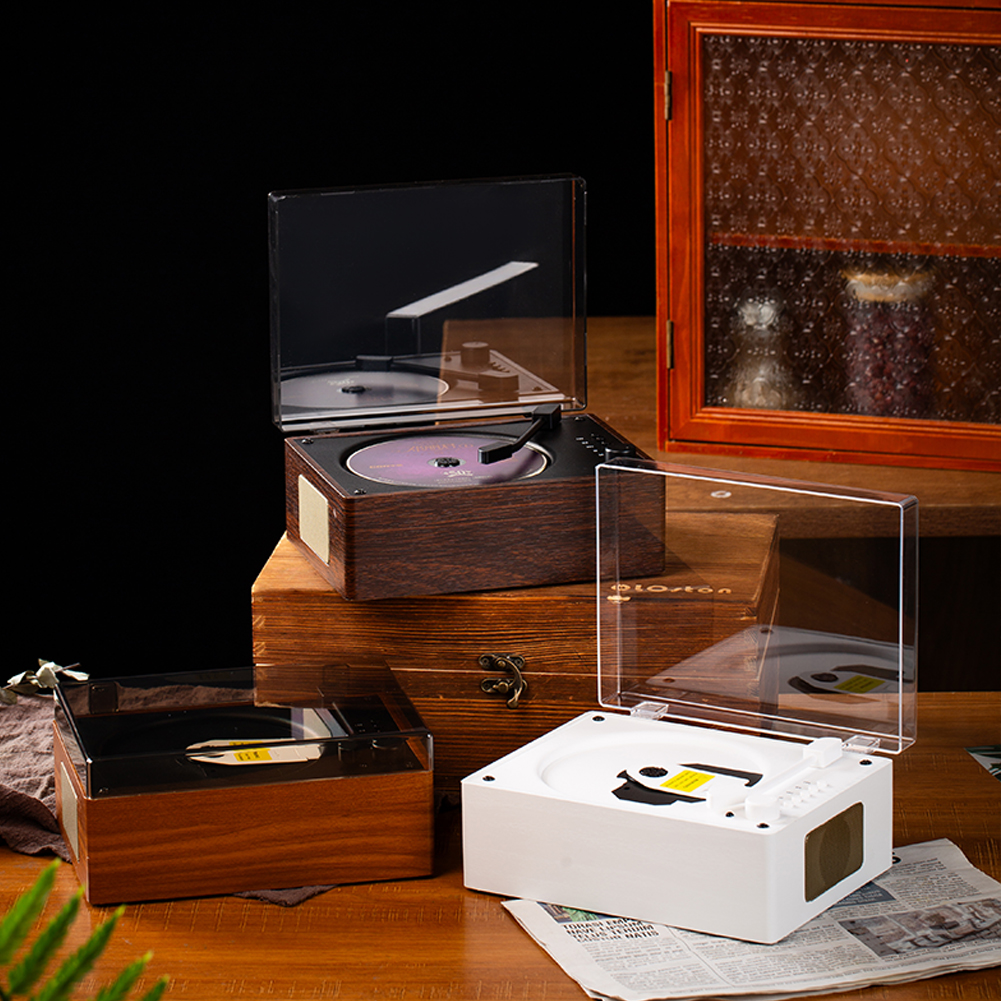 Retro-CD-Player, wiederaufladbar, kabellos, Bluetooth 5.0-Lautsprecher, tragbarer Heimmusik-Player, USB 3,5 mm AUX, Desktop-CD-Player für Telefon
