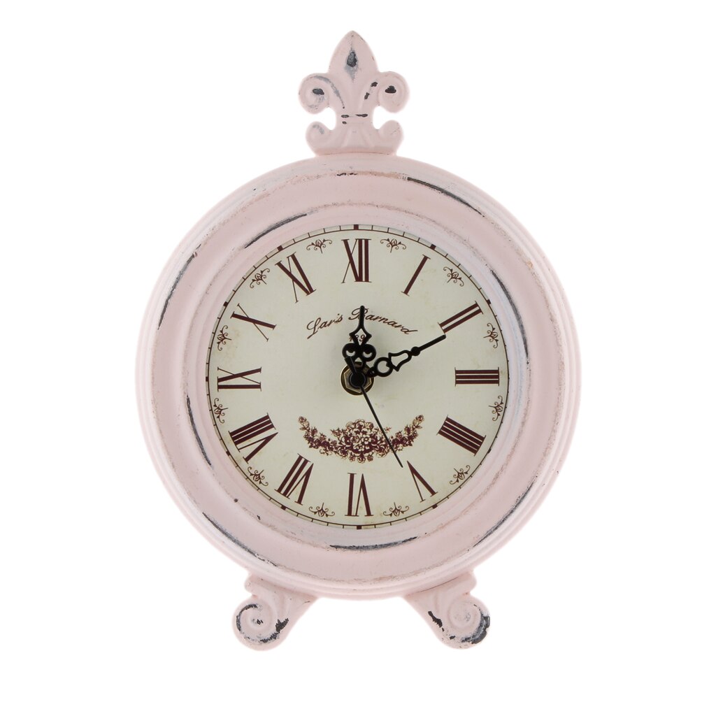 British Wood Clock Retro Pink Desk Table Clock Cafe Ornament Art Collection Home Desk Office Display